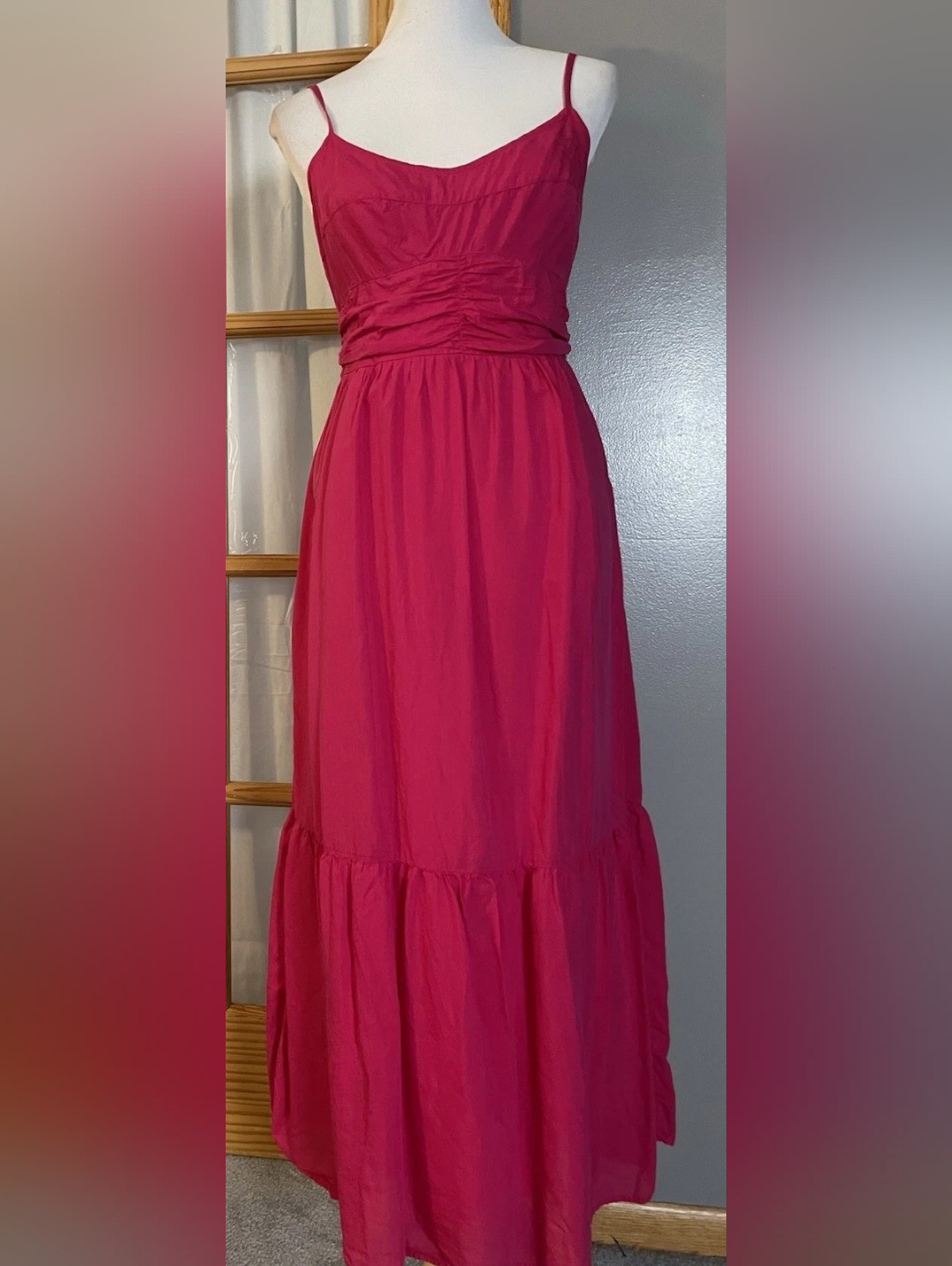 Women's Sleeveless Fuchsia Maxi Dress With Spaghetti Straps